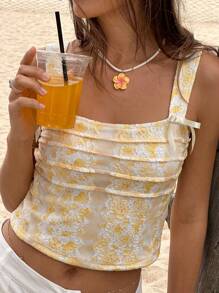 Jouncy 112 Yellow Lace Camisole, Fashionable For Summer - Yellow - View 3