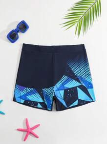 Bóxer de baño para adolescentes varones con estampado asimétrico en forma de diamante, diseño de moda y cómodo