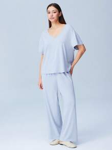 LUVLETTE Weicher TENCEL™ Modal Basis T-Shirt & Hose Loungewear, luftiges Pyjama-Set mit Taschen