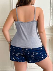 SHEIN Plus Size Cosmic Pattern Print Casual Pajama Set