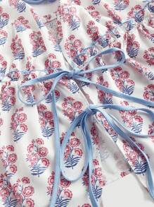 SHEIN MOD Plus Size Ditsy Floral Halter Neck Top, Fashionable For Summer Floral Top Summer Women Shorts Summer - Multicolor - View 3