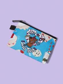 SCOOBY-DOO X SHEIN 可爱蛋糕和小狗印花零钱包，蓝色 - 彩色 - 查看 4