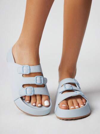 Kawaii أحذية صنادل كاجوال صيفية مريحة للسيدات بكعب منصة