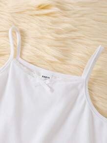 4 件套年轻女孩优雅蕾丝领插入蝴蝶结装饰吊带背心内衣套装，适合外套返校时尚 - 白色 - 查看 5