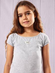 Sumwon Basic Girls Boat Neck T-Shirt Casual Summer Short Sleeve Cotton Blend Raglan Top Athletic Dance Practice Training Essential Daily Wear - Light Grey - View 4