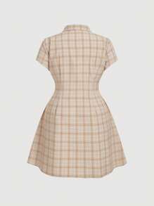 SHEIN MOD Plus Size Women Plaid Print Dress, Fashionable For Spring/Summer Mother Day Outfit 4th Of July Women  Mother Day Gift Club Dress Work Shirts For Women Women Plus Clothing Dresses Women Dresses With Pockets Women Plus Clothing Vintage Women Dress Shirts Linen Summer Women Dresses Graduation Outfit Modest Dress Floral Dress - Multicolor - View 2
