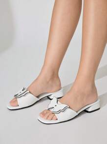 CUCCOO CHICEST Women's White Patent Leather Butterfly Square Toe Flat Sandals, Elegant Sweet Casual Fashion Comfortable Slip-On Flat Shoes For Spring/Summer, Suitable For Afternoon Tea, Dates, Elegant Outfits, Beach Vacation - White - View 8