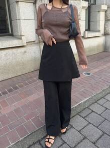 FRIFUL 女式透视不对称领长袖上衣，夏季