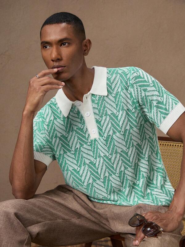 AKNOTIC X Nawaf Alabid Camisa polo de punto verde para hombre, camiseta casual de golf con ajuste elástico, adecuada para verano, vacaciones, uso diario, fiesta, pareja, como regalo