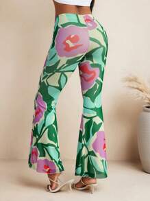 JIAN LASALA Pantaloni lunghi in rete con stampa floreale estiva, pantaloni casual da donna per vacanze, abiti vintage hawaiani, pantaloni ankara, abbigliamento da resort, outfit da rave, pantaloni da festival, abbigliamento da ritorno a casa sexy per donna