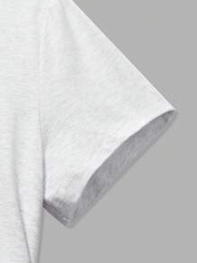 SHEIN BASICS Camiseta ajustada de mujer de manga corta de cuello redondo de unicolor en punto - Gris Claro - Ver 6