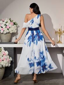 Modelyn French Style Floral Print Sleeveless Elegant Elegant Dress With Stylish Design, For Women, Spring/Summer