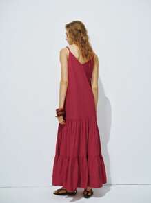 Lumivelle Sexy Red Slip Dress For Vacation - Red - View 2