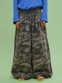 COUREZ Pantalones holgados tipo globo de camuflaje unisex para hombres y mujeres, estilo vintage Y2K 100% algodón