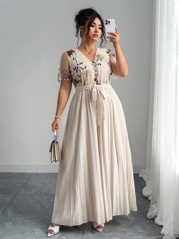 Elenzga Einfarbiger Mesh Jumpsuit in Große Größen mit Kurzarm, modisch für den Sommer