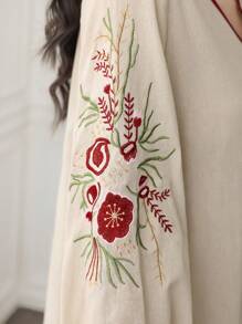 SHEIN Lacomfia Đầm mini thêu khối màu cổ chữ V - Nhiều màu - Xem 5