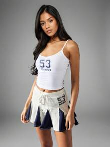 Missguided x Playboy Varsity Style Tennis Cheerleader Preppy Athleisure Pleated Mini Sport Skirt Spring Summer Sportswear Athletic Uniform - Multicolor - View 1