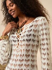 Bóhologie Robe longue en tricot avec laçage au dos