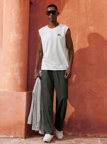 Maija Pantalones casuales verde salvia con diseño de cintura elástica y bolsillos laterales para hombres, verano 2025. Elegantes y románticos, apropiados para invitados de boda, oficina, aeropuerto, playa, festivales de música y vida diaria - Gris - Ver 2