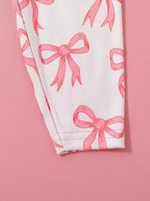 SHEIN 2pcs Baby Girl Butterfly Pattern Round Neck Raglan Sleeve Top And Legging Soft & Comfy Intimate Sleepwear Set - Multicolor - View 5