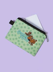 SCOOBY-DOO X SHEIN Fashionable Letter & Dog Printed Green Zipper Coin Purse - Green - View 4