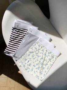 Comfortcana Shorts informales de verano para mujer con decoración de botones y cintura elástica acanalada - Multicolor - Ver 6