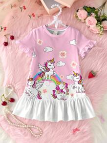 Baby Girls' Casual Nightgown Dress, Comfortable & Suitable For Summer - Multicolor - View 1