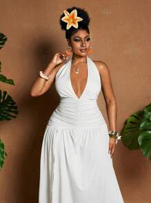 Maweii 波西米亚风、白色女装、生日礼服、正式女装、晚礼服、紧身连衣裙、浪漫连衣裙 - 白色 - 查看 3