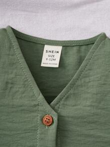 Baby Girl Cute Sleeveless Top And Elastic Waist Pants 2 Pieces Set, Green, Summer - Green - View 3