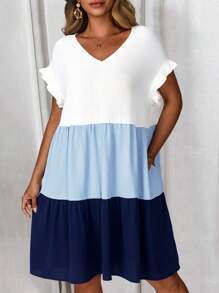 EMERY ROSE Vestido de moda con bloques de color, adecuado para el verano, tallas grandes - Multicolor - Ver 5