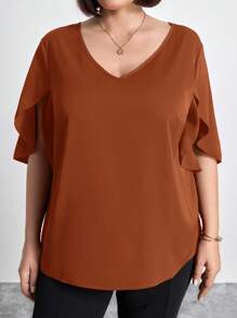 Chikora Blusa de manga corta y cuello en V con estampado de corazones rojos todo sobre, diseño minimalista, de uso diario y para citas y fiestas del Día de San Valentín, ideal para oficina, tallas grandes para mujer