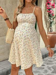 SHEIN Floral Dress Maternity Vacation Casual Ditsy Floral Camisole Summer Floral Print Dress