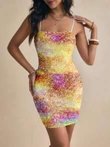 Glamance myriadwaveart Vestido mini casual, elegante y de playa para verano de mujer con patrón de degradado amarillo, apropiado para vacaciones
