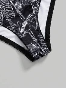 ROMWE Gothic Black Skull, Snake, Bat Full Print Triangle Briefs - Black - View 3