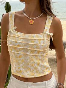 Jouncy 112 Yellow Lace Camisole, Fashionable For Summer - Yellow - View 4
