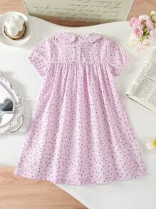 Robe de nuit longue d'été pour fille bébé, style casual et confortable en vacances, avec motif floral ditsy et col violet