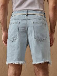 Manfinity VCAY Men's Fashionable Versatile New Ripped Denim Bermuda Shorts - Blue - View 4