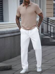 Manfinity Homme Bộ 2 món áo polo dệt kim Waffle mùa hè Manfinity dành cho nam, phù hợp mặc thường ngày, mặc ở nhà và đi làm. Trang phục lý tưởng làm quà tặng cho chồng và bạn trai. Bộ polo đa năng và phổ biến nhất trên INS. Bộ áo polo tay ngắn thường ngày và quần dài trắng có túi dành cho nam, mùa hè. - Nhiều màu - Xem 4