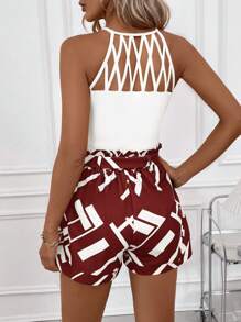 SHEIN Clasi 女士日常两件套服装 - 酒紅色 - 查看 2