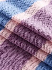 SHEIN Unity Women's Casual Striped Crew Neck Single-Breasted Knitted Vest - Purple - View 6