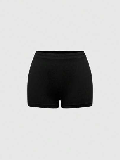 Academia Ribbed Knit Ribbed School/College Women's Safety Shorts Leggings