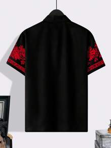 Manfinity RSRT Plus Size Men Short Sleeve Shirt, Fashionable For Summer - Black - View 2