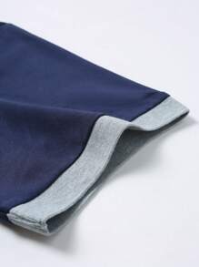 Manfinity Homme Men's Letter Print Color Block Short Sleeve Casual Commuting Polo Shirt - Multicolor - View 7