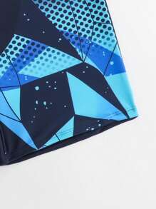 Bóxer de baño para adolescentes varones con estampado asimétrico en forma de diamante, diseño de moda y cómodo
