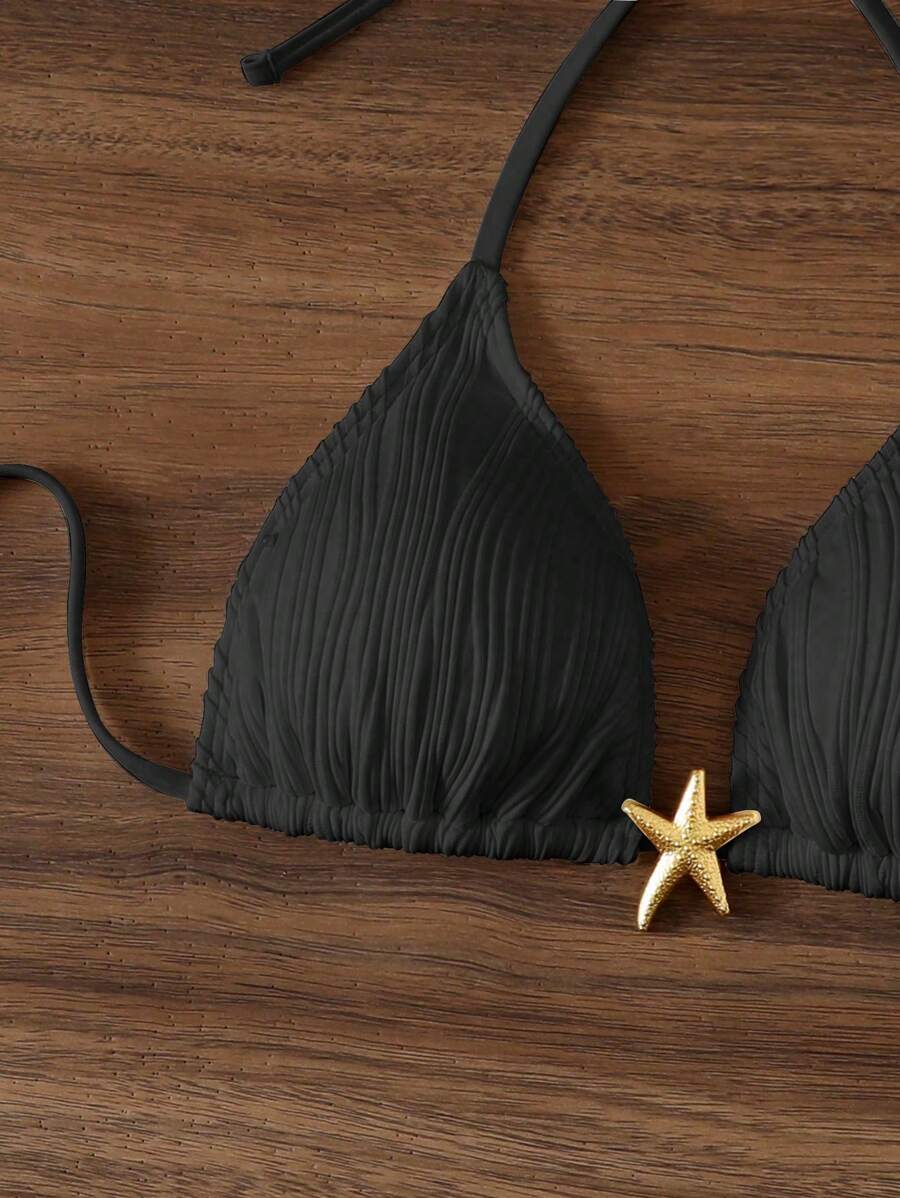 Swim Vcay بادي نسائي اللون الأسود بياقة حلقة وظهر مكشوف مع رباطات، ملابس شاطئية - الأسود - مشاهدة 1