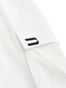 NEON BLANC 男士时尚街头阔腿宽松粘胶休闲七分短裤，适合学校穿着 - 白色 - 查看 6