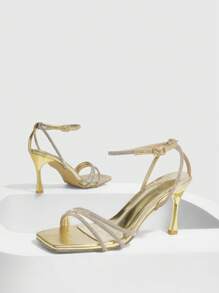 CUCCOO SZL Gold Rhinestone Embellished Cute Fairy Dress Sandals, Ladies Summer Pointed Toe High Heels - Gold - View 2