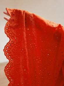 MOTF STUDIO EYELET EMBROIDERY TIERED LAYER MAXI DRESS - Orange - View 7