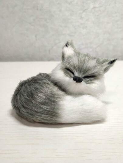 1 件逼真可爱睡狐狸雕像，适用于汽车、窗户、客厅、卧室装饰