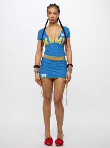 SUMWON WOMEN 运动迷你裙带侧抽绳运动队裙式啦啦队褶皱舞蹈表演运动休闲青年球衣球迷体育场比赛比赛舞蹈